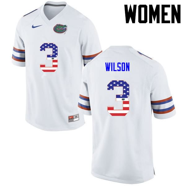 NCAA Florida Gators Marco Wilson Women's #3 USA Flag Fashion Nike White Stitched Authentic College Football Jersey SKH4264QO